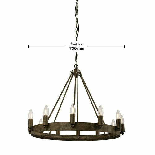 Verifica Lampă suspendată Endon Chevalier 61026, 12 becuri E14, oțel maro-argintiu 70 cm