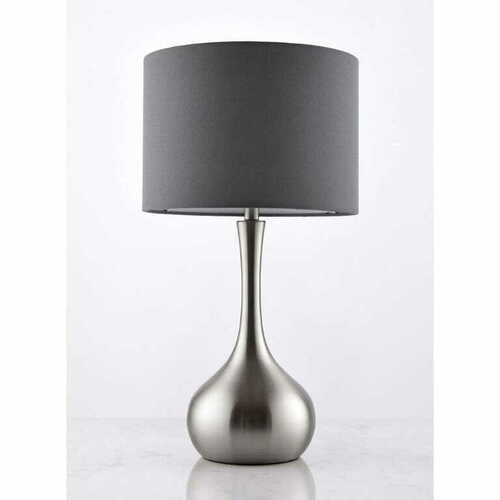 Verifica Lampă pe picior Endon Piccadilly gri, oțel și textil, E14, 42 cm, 61192