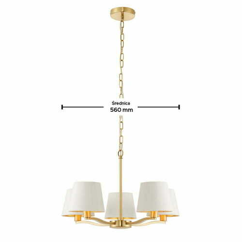 Verifica Lampă suspendată Endon Harvey alb-aur 5xE14, diametru 56 cm, dimabilă