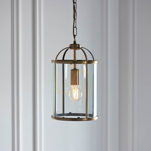 Verifica Lampă suspendată Endon Lambeth 69454, alamă antichizată și sticlă transparentă, 20 cm, E27
