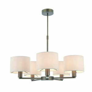 Pendul Endon Daley 73017 maro/alb, 5 becuri, E14, 57 cm, metal și textil small 1