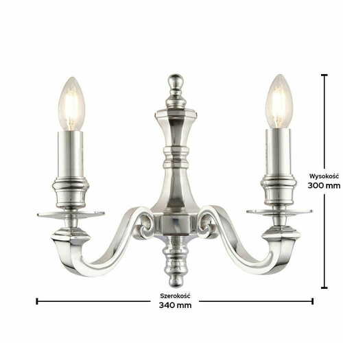 Verifica Aplica de perete Endon Finsbury argintie, aluminiu, E14, 2 becuri, 34 cm