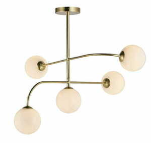 Lampă de tavan Endon Otto 75939, alamă/alb, 5 becuri G9, 80 cm small 3