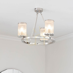 Lustră de tavan Endon Easton 76261, nichel și sticlă transparentă, 3×E14, Ø48 cm small 5