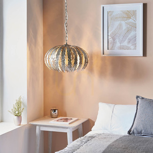 Lampă suspendată Endon Delphine 76678, argintie, 3×E14, 45 cm small 5