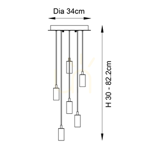 Lampă suspendată Endon Studio 81535, negru mat, oțel, 6×E27, 34 cm small 9