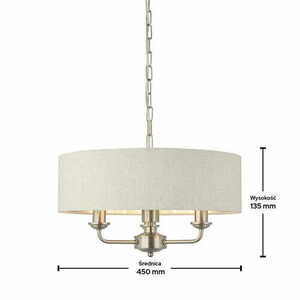 Pendul Highclere Endon 3xE14 Alb/Chrom Ø45 cm Tesătură Clasică small 1