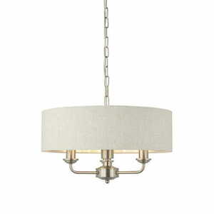 Pendul Highclere Endon 3xE14 Alb/Chrom Ø45 cm Tesătură Clasică small 2