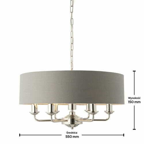 Verifica Pendul Endon Highclere 6xE14 Gri Crom 55 cm Textil Clasic 94373