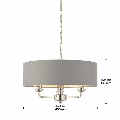 Verifica Lampă suspendată Endon Highclere gri crom 3xE14 45 cm