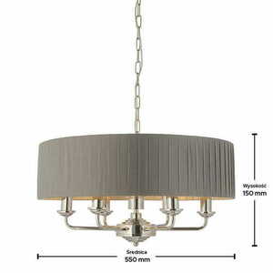 Pendul Endon Highclere 6 lumini E14 gri nichel, abajur textil 55 cm small 1
