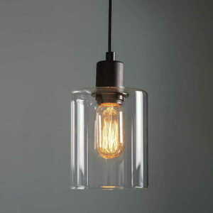 Lampă suspendată Endon Toledo 95472 neagră, abajur din sticlă transparentă 15 cm, E27 small 1
