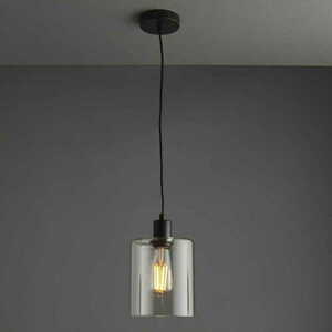 Lampă suspendată Endon Toledo 95472 neagră, abajur din sticlă transparentă 15 cm, E27 small 2