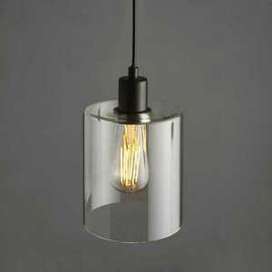 Lampă suspendată Endon Toledo 95472 neagră, abajur din sticlă transparentă 15 cm, E27 small 3