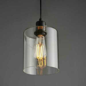 Lampă suspendată Endon Toledo 95472 neagră, abajur din sticlă transparentă 15 cm, E27 small 4