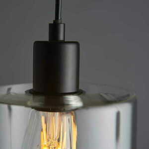 Lampă suspendată Endon Toledo 95472 neagră, abajur din sticlă transparentă 15 cm, E27 small 5
