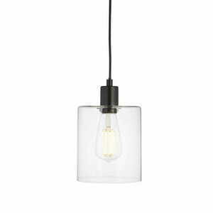 Lampă suspendată Endon Toledo 95472 neagră, abajur din sticlă transparentă 15 cm, E27 small 0