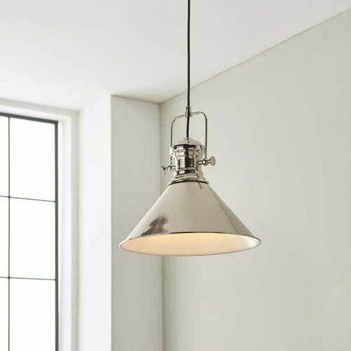 Verifica Lampa suspendată Endon Brampton 96178 nichel E27 LED dimabilă oțel 36,8 cm