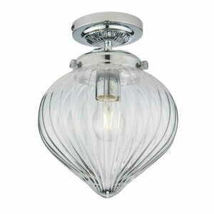 Plafonieră de baie Endon Cheston 96489, crom, cu sticlă transparentă striată, E27, IP44, 24 cm 0 Plafonieră de baie Endon Cheston 96489, crom, cu sticlă transparentă striată, E27, IP44, 24 cm small 0