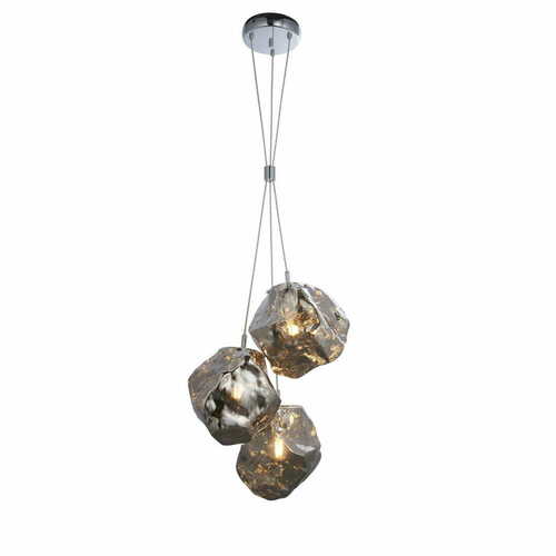 Verifica Lampa suspendată Endon Rock 97657 cromat/fumuriu 3xE27 Ø42 cm