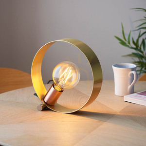 Lampă de masă Endon Hoop 97665 E27 25 cm – alamă, nichel și cupru small 1