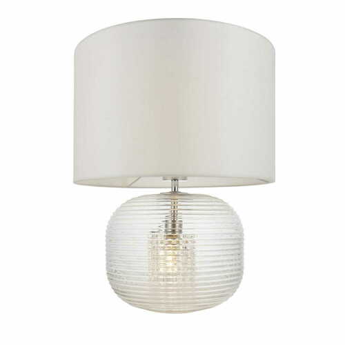 Verifica Lampă de picior Endon Westcombe albă, sticlă și textil, E27 98086