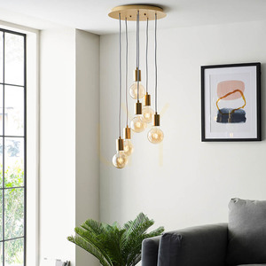 Lampă suspendată Endon Studio 98136, aurie, 6×E27, oțel, 34 cm small 1