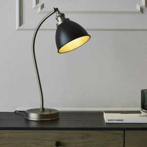 Lampă de masă Endon Franklin 98752, negru mat și finisaj de cositor învechit, E14, 46 cm small 1