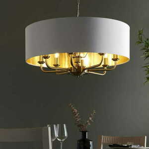 Pendul Endon Highclere 98938 alamă antică alb vintage, 8xE14, 70 cm small 1