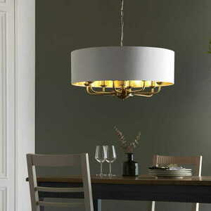 Pendul Endon Highclere 98938 alamă antică alb vintage, 8xE14, 70 cm small 4