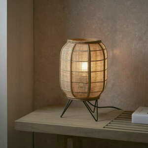 Lampă de masă Endon Zaire 101686 neagră cu in natural, E27 small 3