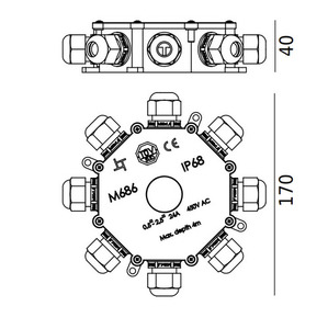 Doză de joncțiune NORLYS 146 cu 8 căi IP68 pentru corpurile Rena small 0