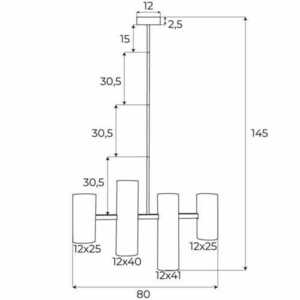 Pendul Max Light Laxer P0502 alb metal 4x7W 83 cm small 1
