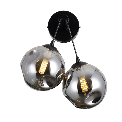 Verifica Lampă de perete Italux Perlos G9 negru/sticlă gri 2xG9 WL-54456-2A-BK-SMG