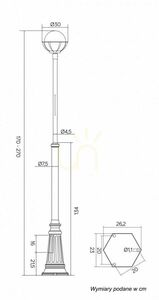 Lampă exterior stâlp SU-MA Kule negru-patină 1x60W OGMWN 1 KPO 250 small 6