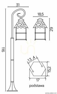 Felinar de grădină SU-MA CADIZ negru patină 116 cm aluminiu/sticlă K 5002/2/Z small 5