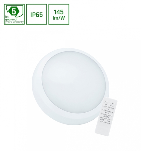 Verifica Nymphea City Pro 2 18/24 W Cct 230 V 120st 120st Ip65 Ik08 Fi320x80mm senzor rotund alb cu telecomandă 5 ani