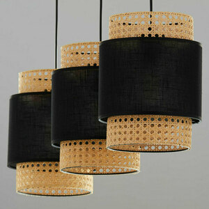 Lampă cu pandantiv negru Boho 3 Pł Strip. small 2