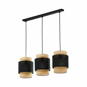 Lampă cu pandantiv negru Boho 3 Pł Strip. small 0
