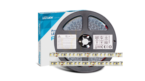 Verifica Bandă cu LED-uri PRO 3Y 24V 128 LED/m 2835 SMD alb cald 12W, 130lm/W, 640 LED-uri., 5 m