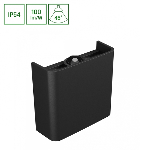 Verifica Lunarix 1 Lampă de perete 2 W Cct 230 V Ip54 Ra90 110x100x40 Mm Negru, se aprinde/se aprinde în sus/jos