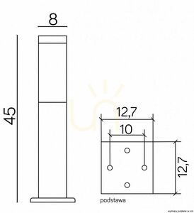 Lampa poștală exterior SU-MA INOX SQUARE 45 cm argint SS802-450 small 3