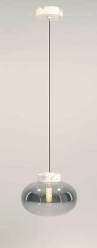 Verifica Lampă suspendată Max Light Moonstone P0517 din sticlă fumurie și marmură albă, 45 cm