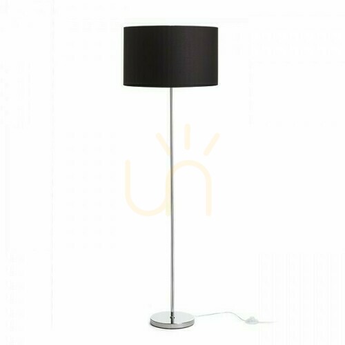 Verifica Nyc/Ron 40/25 Lampă de podea Polycotton negru/crom 230 V Led E27 11 W.