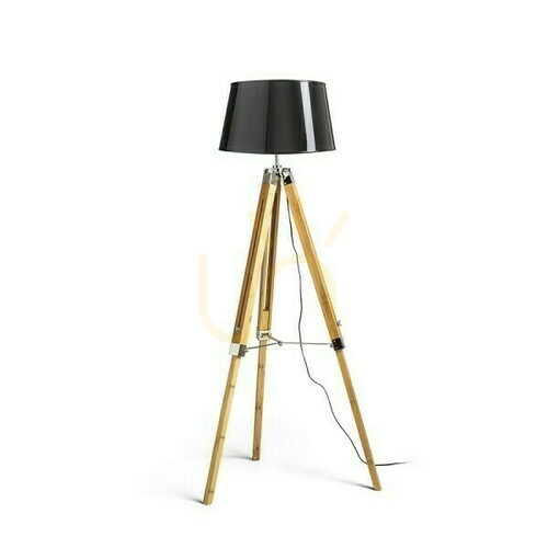Verifica Lampă de podea Alvis/Ridick Lampă de podea negru lucios cu folie de aur/amboo 230 V Led E27 11 W.