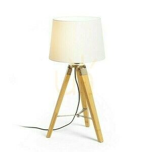 Alvis/Ambitus 30 Polycotton White/Bamboo Table Lamp 230 V Led E27 11 W. small 1