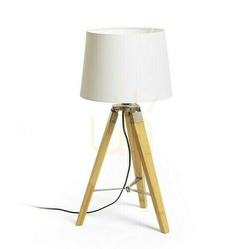 Verifica Alvis/Ambitus 30 Polycotton White/Bamboo Table Lamp 230 V Led E27 11 W.