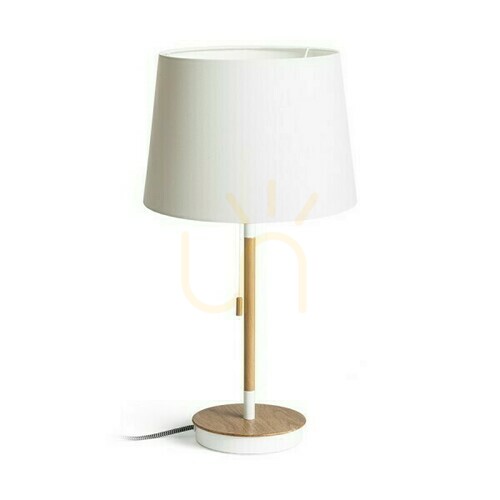 Verifica Keith/Ambitus Lampă de masă 30 cu Usb Polycotton alb/fag 230 V Led E27 11 W.