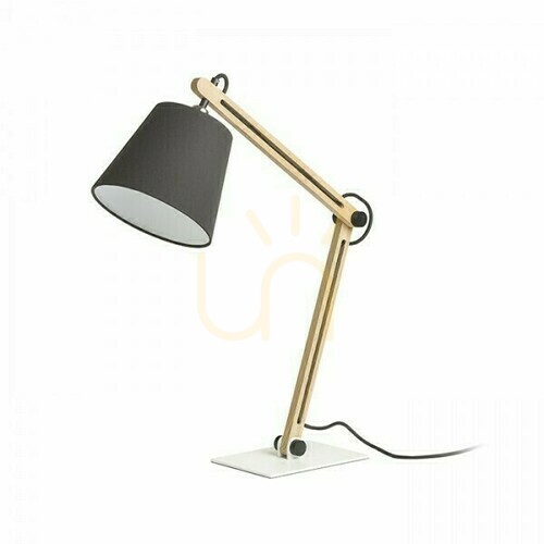 Verifica Lampă de masă Nizza Polycotton negru/lemn 230 V Led E14 7 Watt.