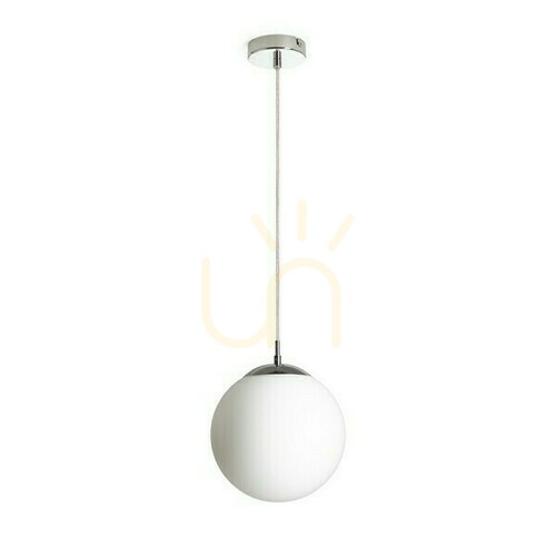 Verifica Luna 25 Lampă suspendată din sticlă opală/crom 230 V Led E27 15 W.